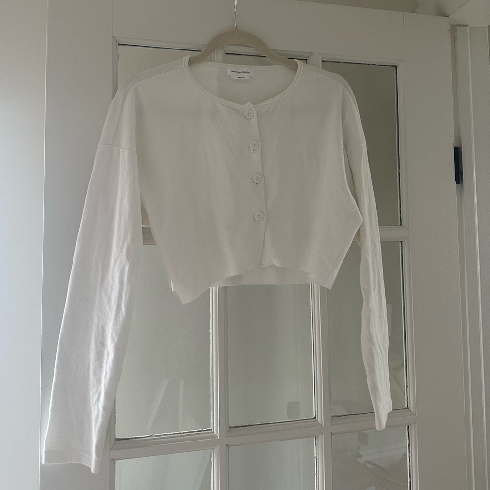 White Cropped Button-Up Top - Picture 5 of 6